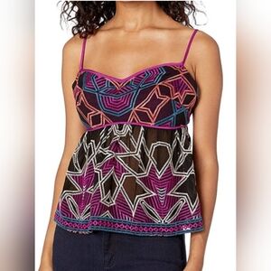 BCBG MaxAzria Embroidered Empire Waist Top